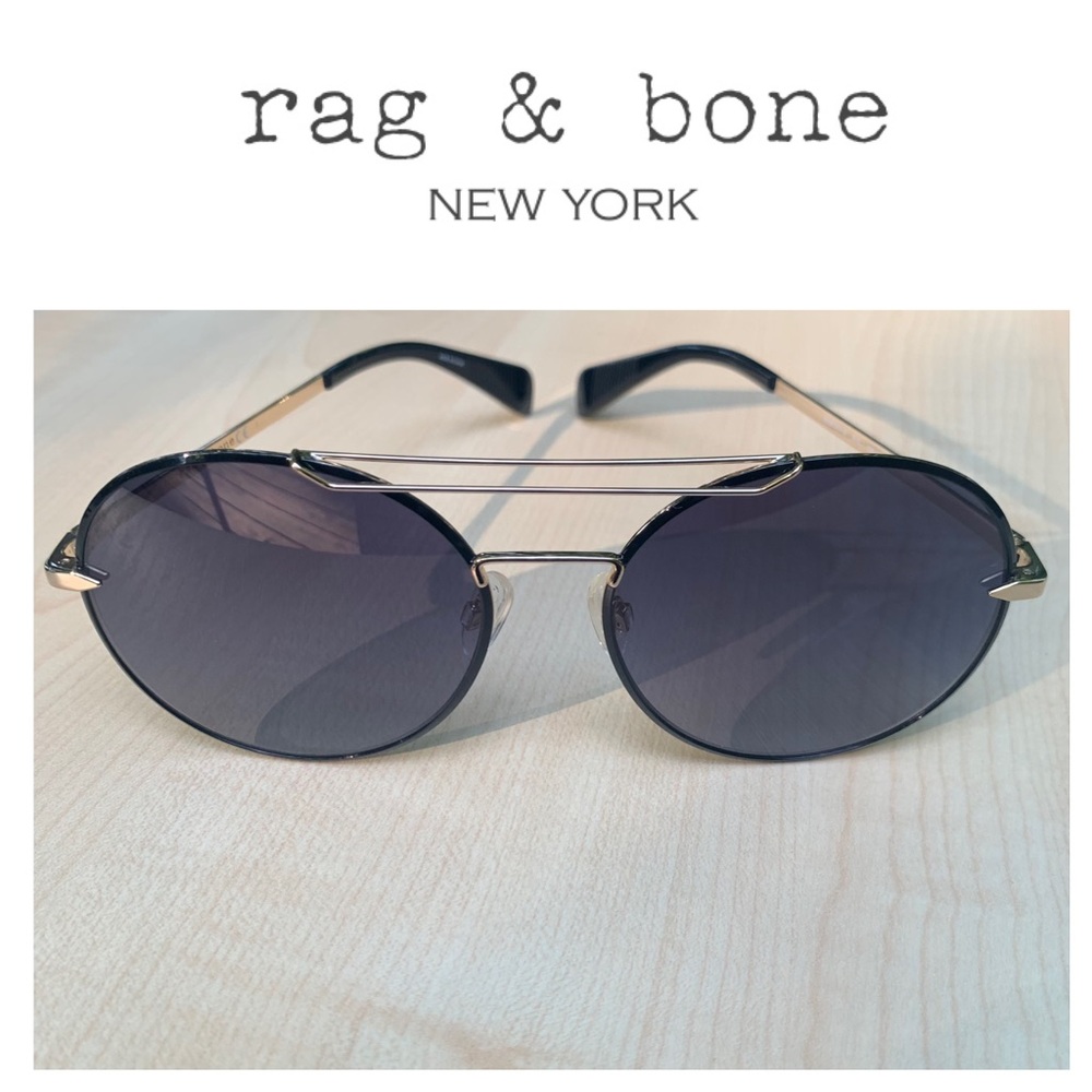 RAG & BONE “ luxe Streetwear “ modern sunglasses round aviators blue lenses NIB